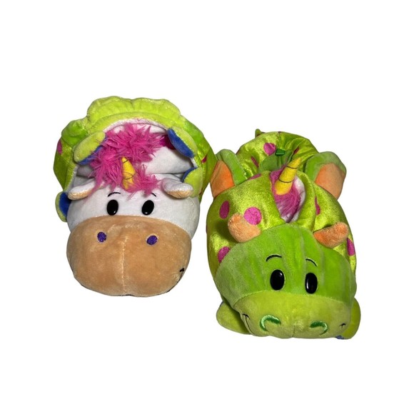 Flip A Zoo Plush Slippers Children 4 Women 7 Unicorn Dragon Transforming Funny - Picture 6 of 11